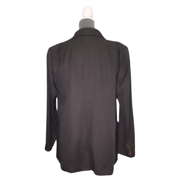 Ann Taylor Black Blazer Women’s Size 12 One Button Notch Lapel Lined Jacket Boxy - Picture 2 of 9